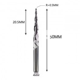R0.5x20.5xD4x50L двозахідна конічна фреза кінчик півсфера