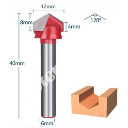 6x12x120град фреза конусна кут 120 робочий D12мм хвостовик 6мм