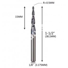 R0.5x15xD3.175x40L двозахідна конічна фреза кінчик півсфера