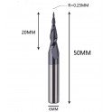R0.25x20xD6x50L двозахідна конічна фреза кінчик півсфера